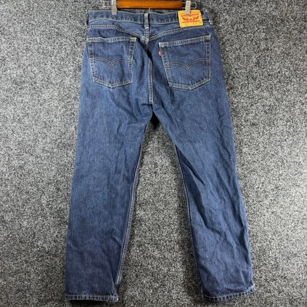 Levis 505 Regular Fit Jeans Mens 36x30 Indigo Blue Straight Leg Denim Pants
